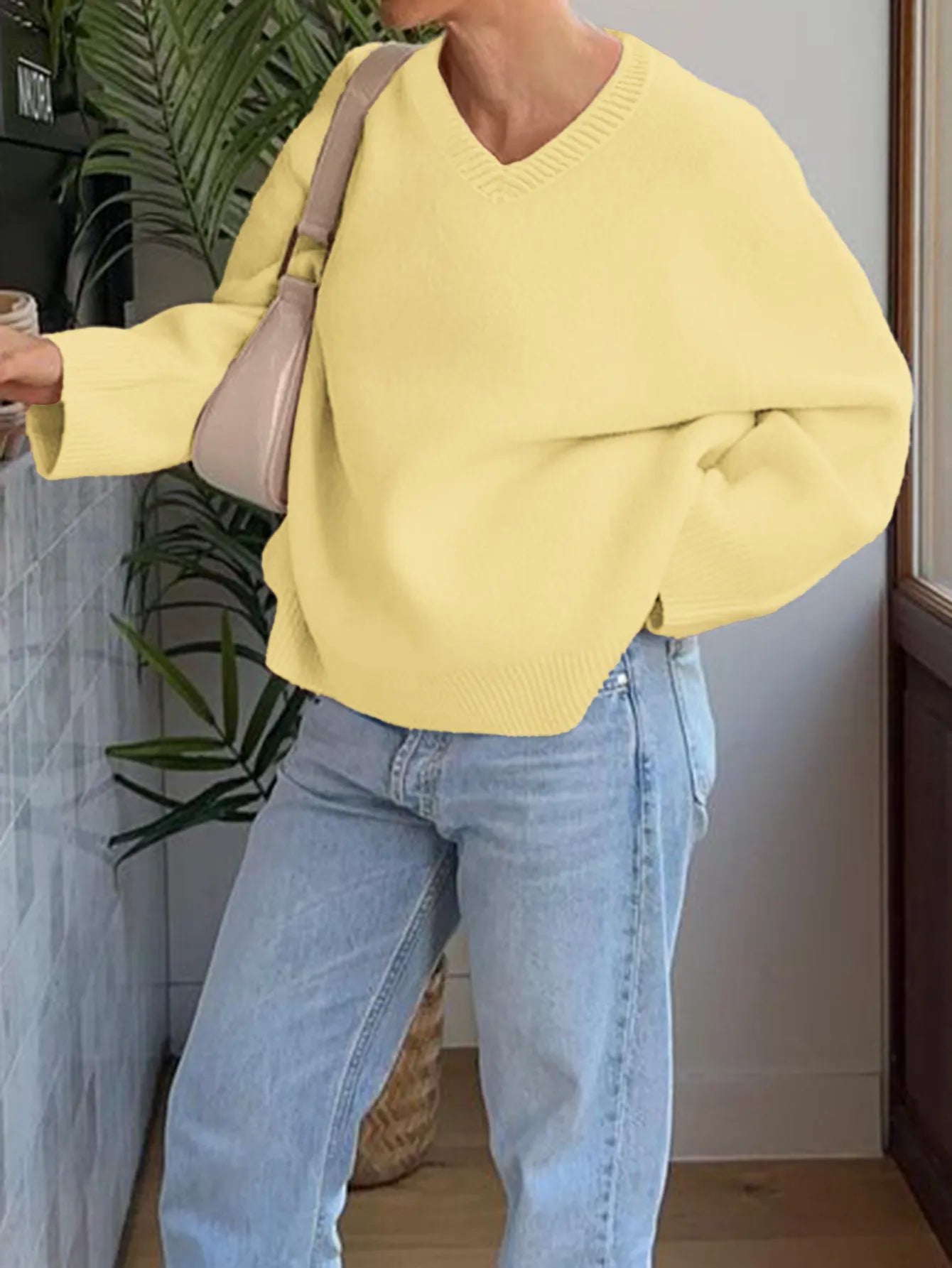 Trendsi V-Neck Long Sleeve Sweater