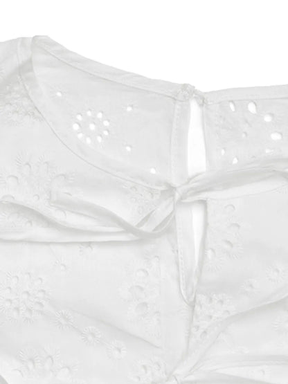 Trendsi Perfee Tied Eyelet Short Sleeve Bodysuit