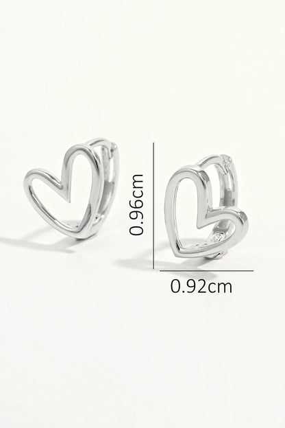 925 Sterling Silver Heart Shape Earrings Easy Apparels