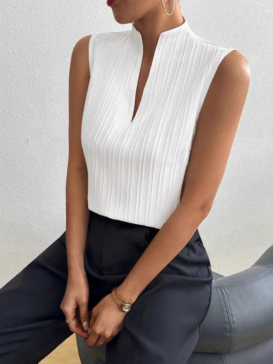 Trendsi Textured Notched Tank White