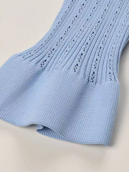 Ruffled V-Neck Top and Midi Skirt Sweater Set Easy Apparels
