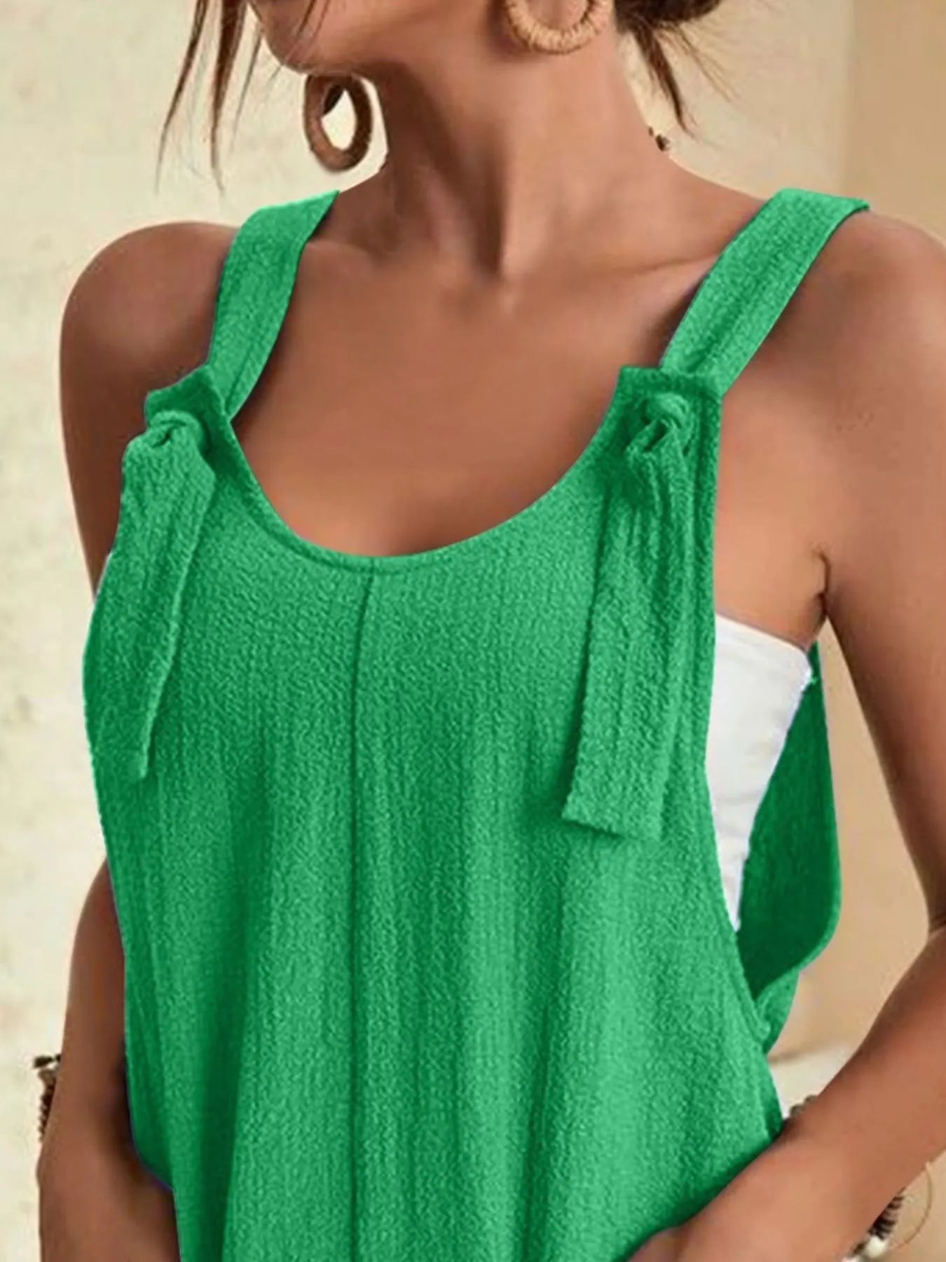 Full Size Knot Strap Romper with Pockets Plus Size Easy Apparels
