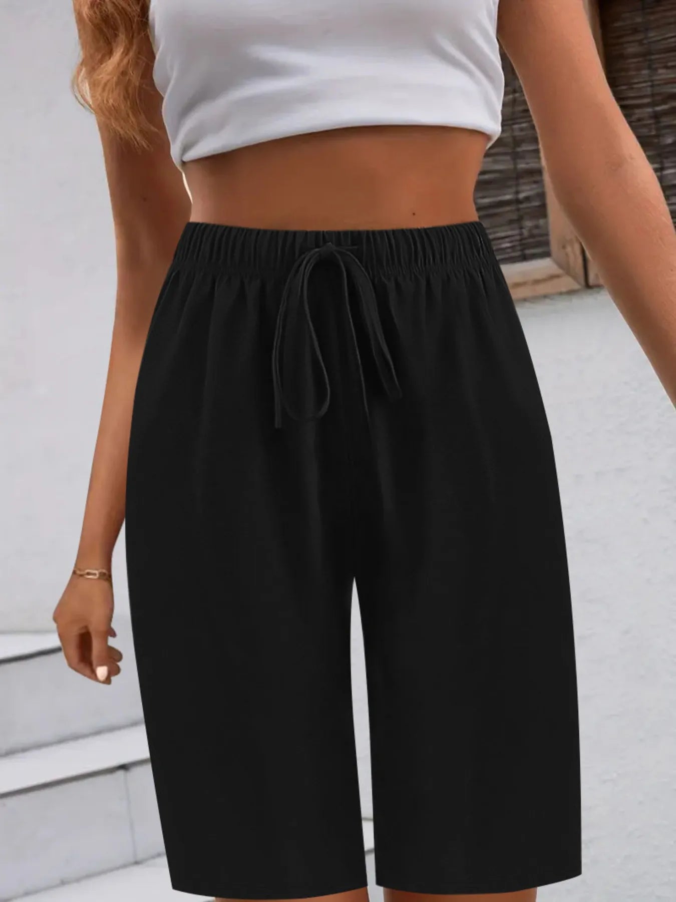 Casual Drawstring Wide Leg Shorts Easy Apparels