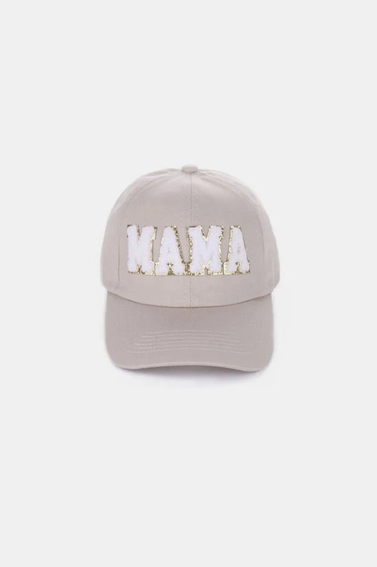 MAMA Chenille Patch Baseball Cap Ash Mocha One Size Easy Apparels