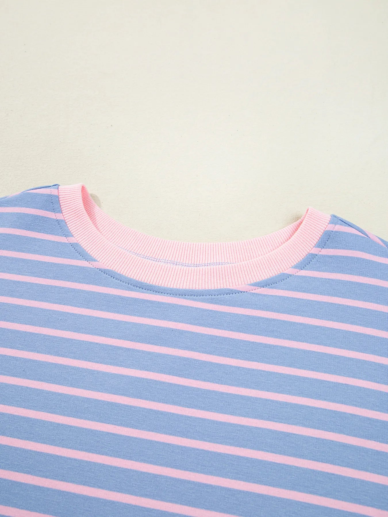 Trendsi Stripe Oversize Contrast Trim Drop Shoulder Sweatshirt
