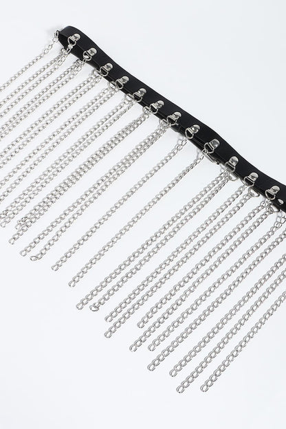 Fringed Chain PU Leather Belt Easy Apparels