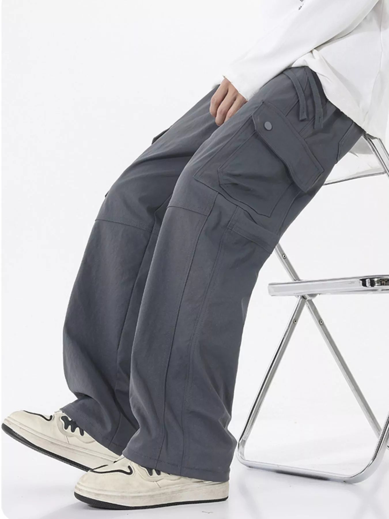 Men's Full Size Drawstring Cargo Wide Leg Pants Plus Size Easy Apparels