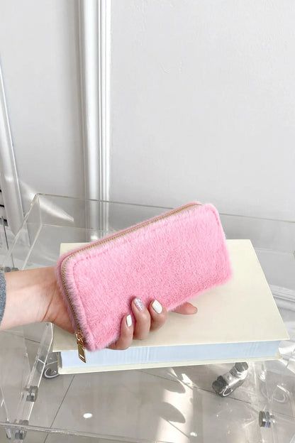 Solid Color Fluff Rectangle Wallet Easy Apparels
