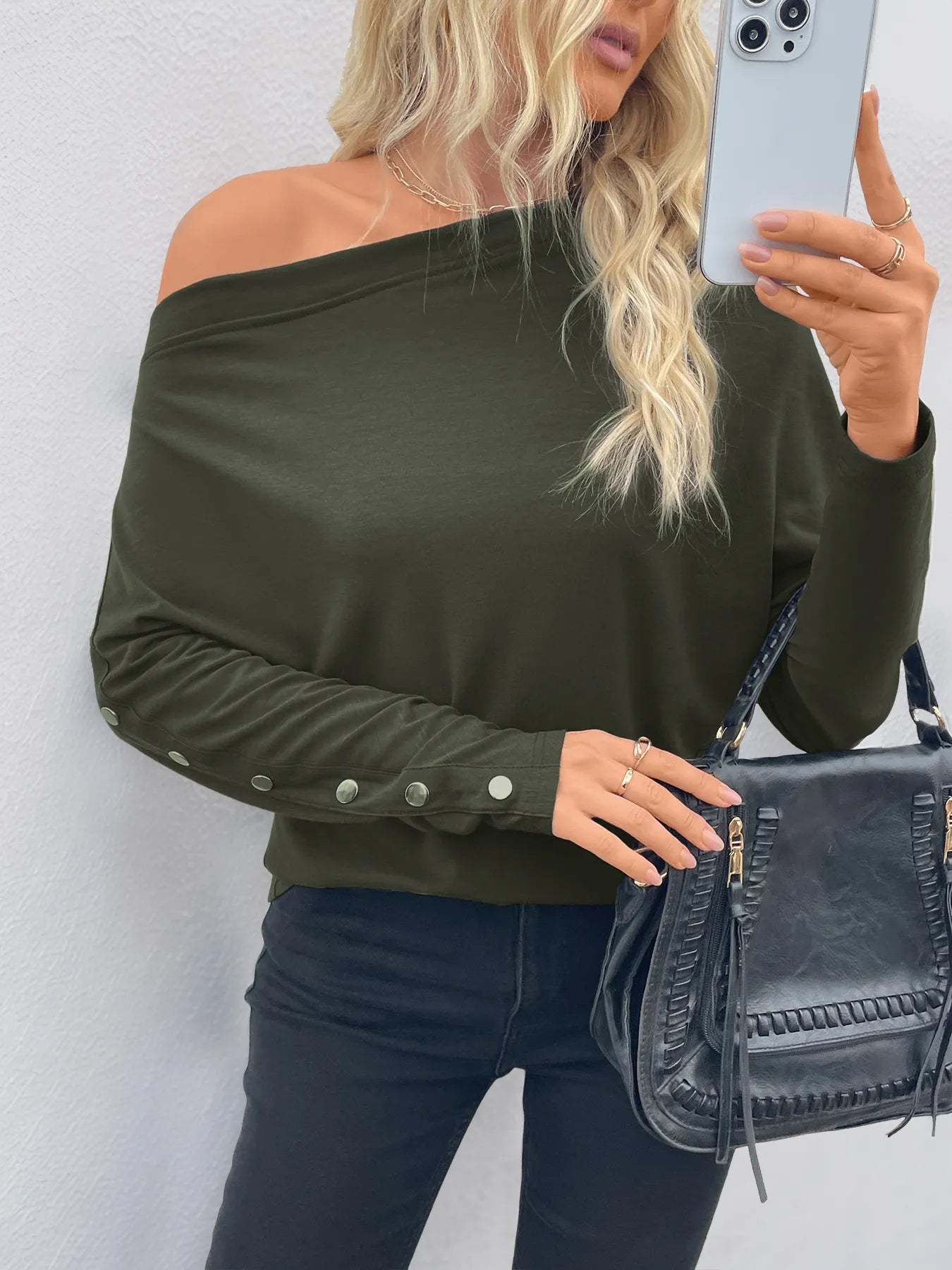 Trendsi Single Shoulder Long Sleeve T-Shirt