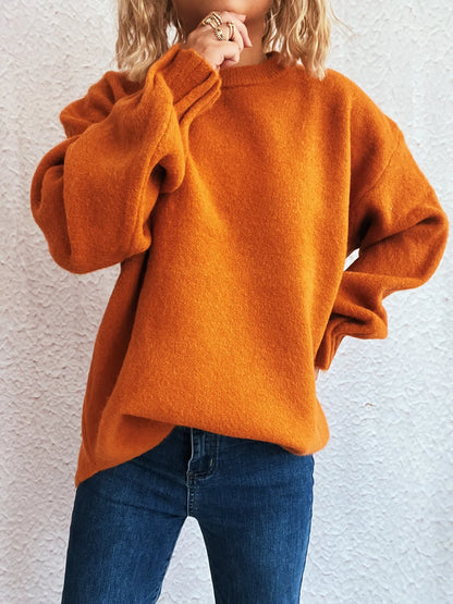 Trendsi Round Neck Dropped Shoulder Sweater