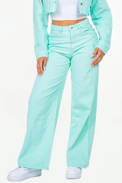 Trendsi American Bazi High Waist Distressed Wide Leg Jeans