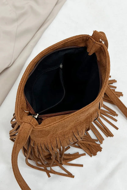 Suede Fringe Shoulder Bag Easy Apparels
