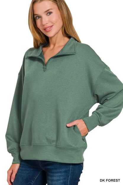 Trendsi Zenana Scuba Quarter-Zip Sweatshirt