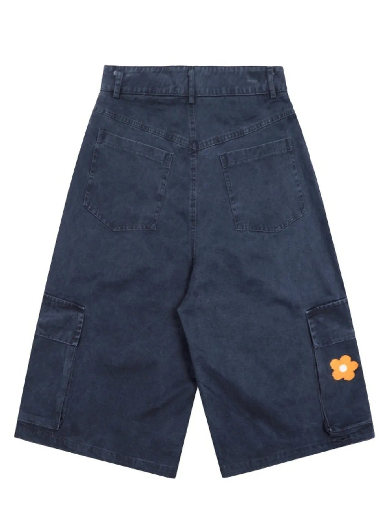 Men's Flower Embroidered Denim Cargo Shorts Easy Apparels