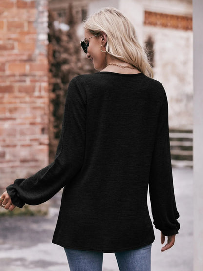 Trendsi Round Neck Long Sleeve Casual T-Shirt