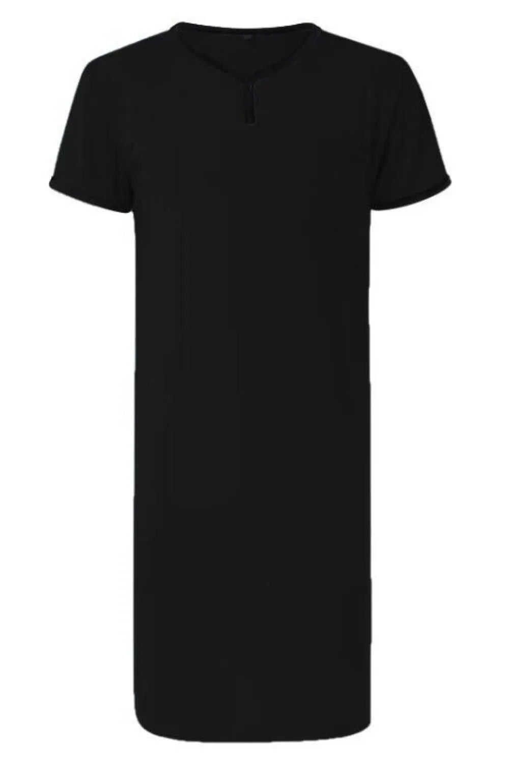 Men's Plus Size Contrast Trim Short Sleeve Lounge Tee Dress Black Easy Apparels