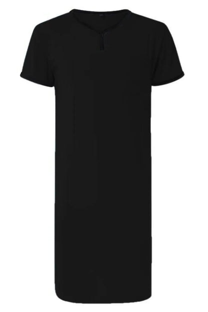 Men's Plus Size Contrast Trim Short Sleeve Lounge Tee Dress Black Easy Apparels