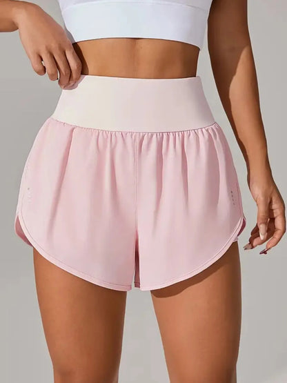Pocketed High Waist Active Shorts Blush Pink Easy Apparels