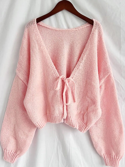 Tied Drop Shoulder Cardigan Easy Apparels