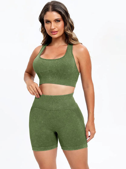 Scoop Neck Wide Strap Top and Shorts Active Set Easy Apparels