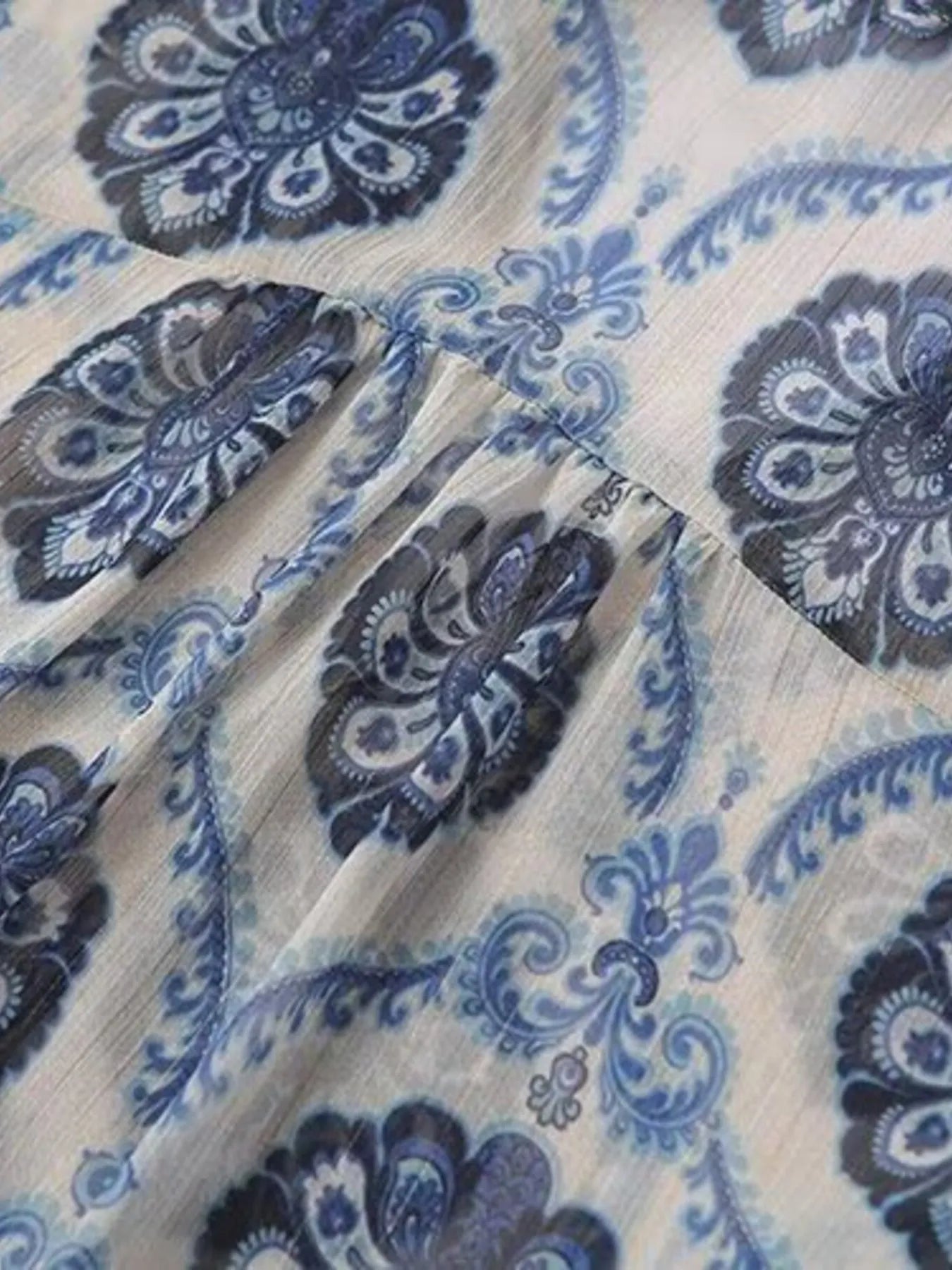 Trendsi Printed Button Up Long Sleeve Dress