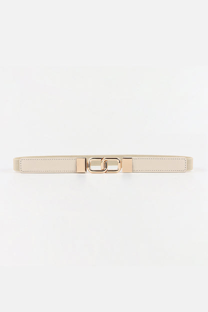 Geometric Double Buckle Elastic Belt Cream One Size Easy Apparels