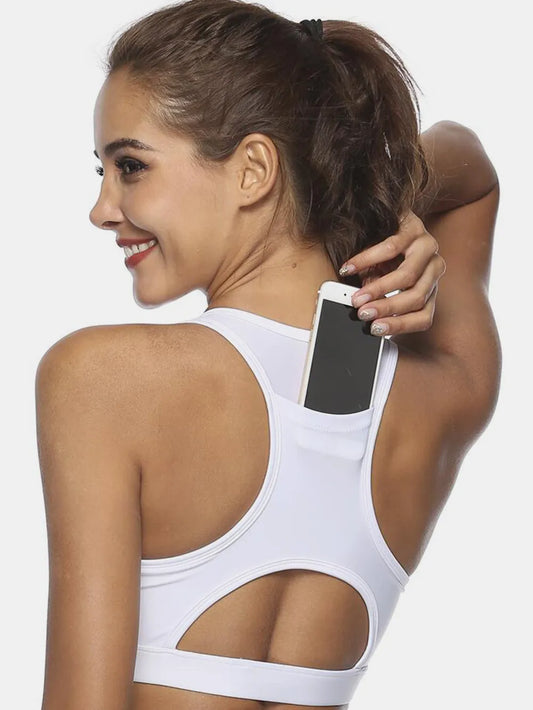 Cutout Scoop Neck Active Tank White Easy Apparels