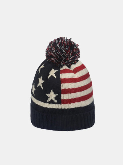 Roll Rim US Flag Knit Hat Style C One Size Easy Apparels