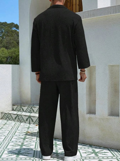 Men's Plus Size Long Sleeve Top and Pants Set Easy Apparels