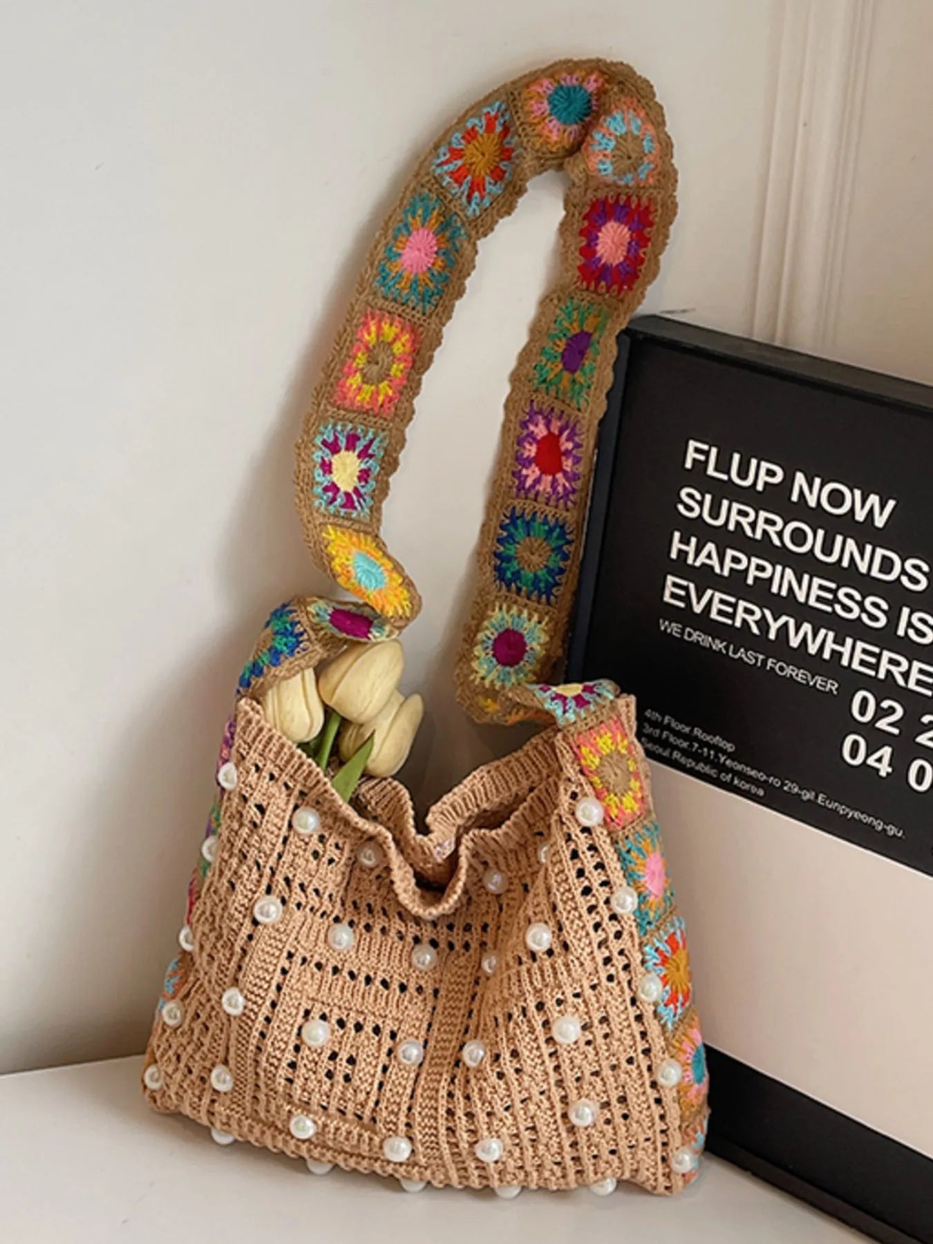 Colorful Beaded Crochet Shoulder Bag Easy Apparels