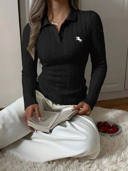 Trendsi Cable Knit Long Sleeve Sweater Black