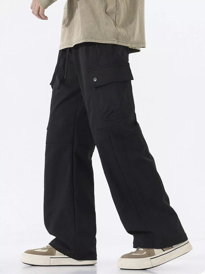 Men's Full Size Drawstring Cargo Wide Leg Pants Plus Size Easy Apparels
