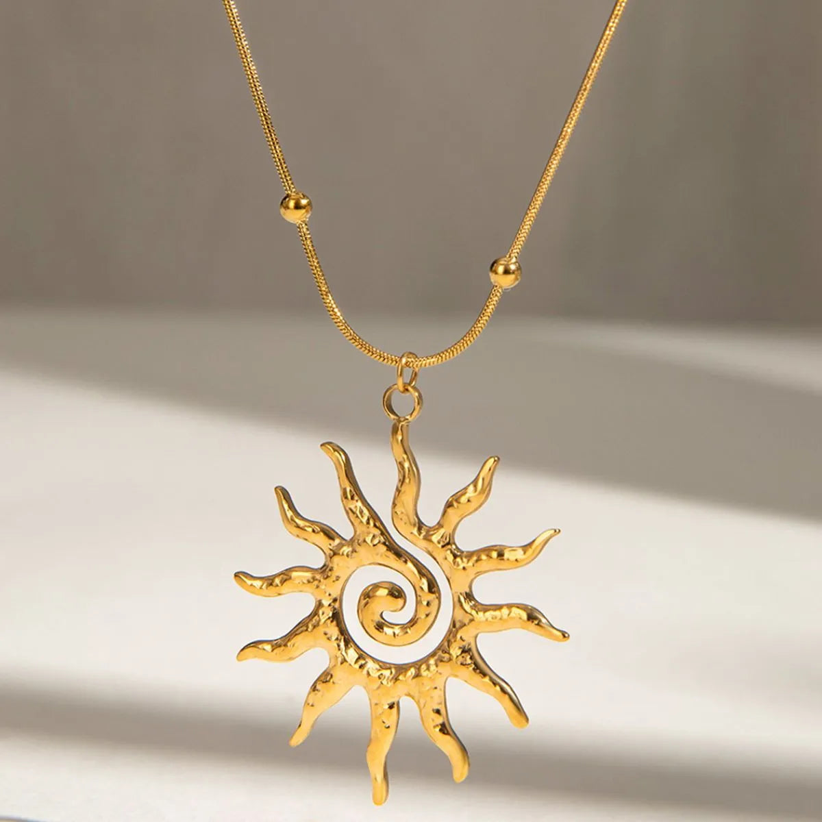 18K Gold-Plated Sun Pendant Necklace Easy Apparels