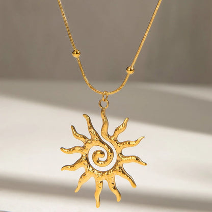 18K Gold-Plated Sun Pendant Necklace Easy Apparels
