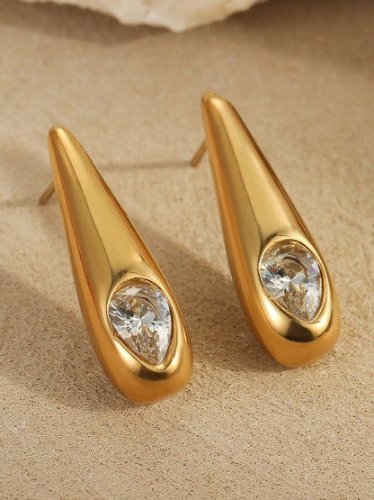 18K Gold-Plated Zircone Teardrop Earrings Easy Apparels