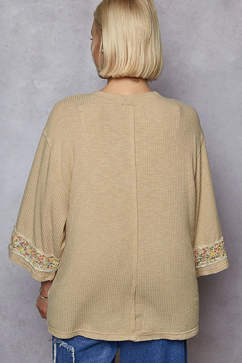 Trendsi POL Floral Peace Patch Drop Shoulder T-Shirt