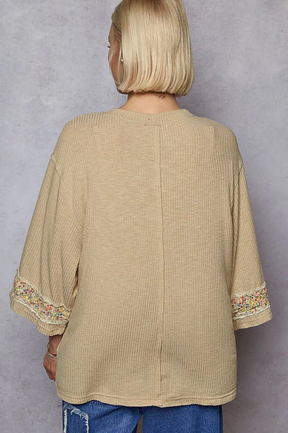 Trendsi POL Floral Peace Patch Drop Shoulder T-Shirt