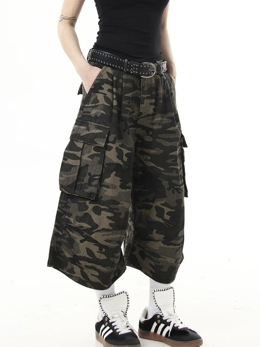 Men's Full Size Camouflage Cargo Denim Shorts Plus Size Easy Apparels
