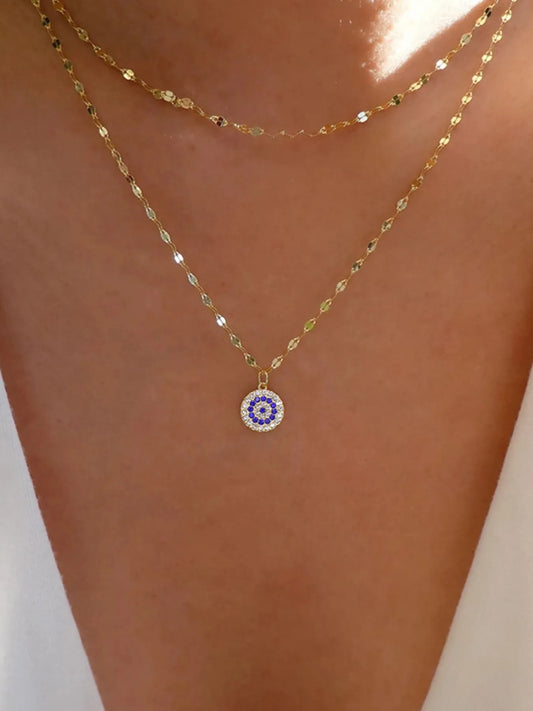 18K Gold-Plated Inlaid Zircon Layered Necklace Gold One Size Easy Apparels