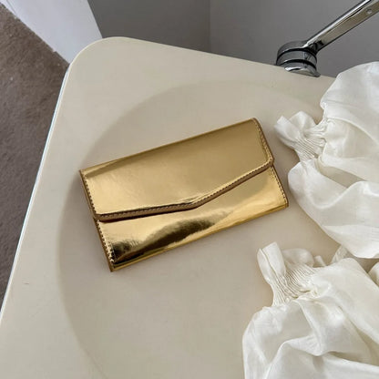 PU Leather Small Wallet Gold One Size Easy Apparels