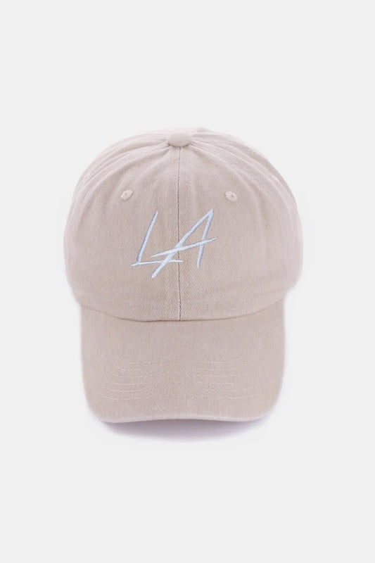 Zenana Washed Embroidered City Baseball Cap LA Ash Mocha One Size Easy Apparels
