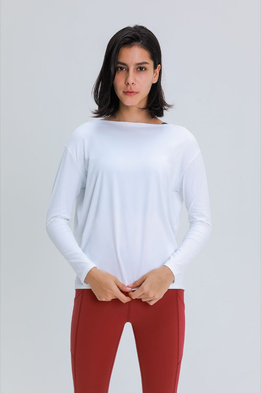 Millennia Loose Fit Active Top White Easy Apparels