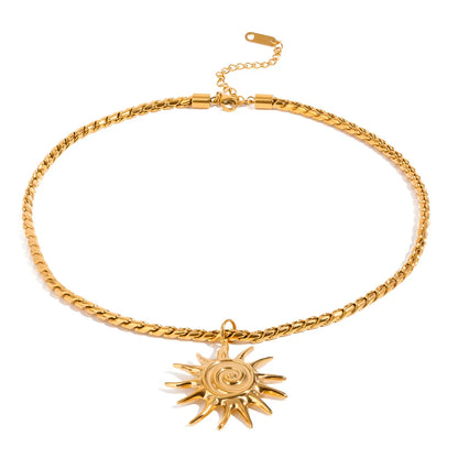 18K Gold-Plated Sun Pendant Necklace Easy Apparels