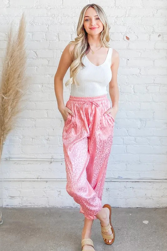 And The Why Satin Leopard Print Joggers Easy Apparels