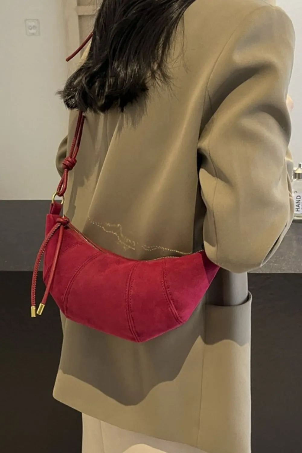 PU Leather Strap Suede Shoulder Bag Easy Apparels