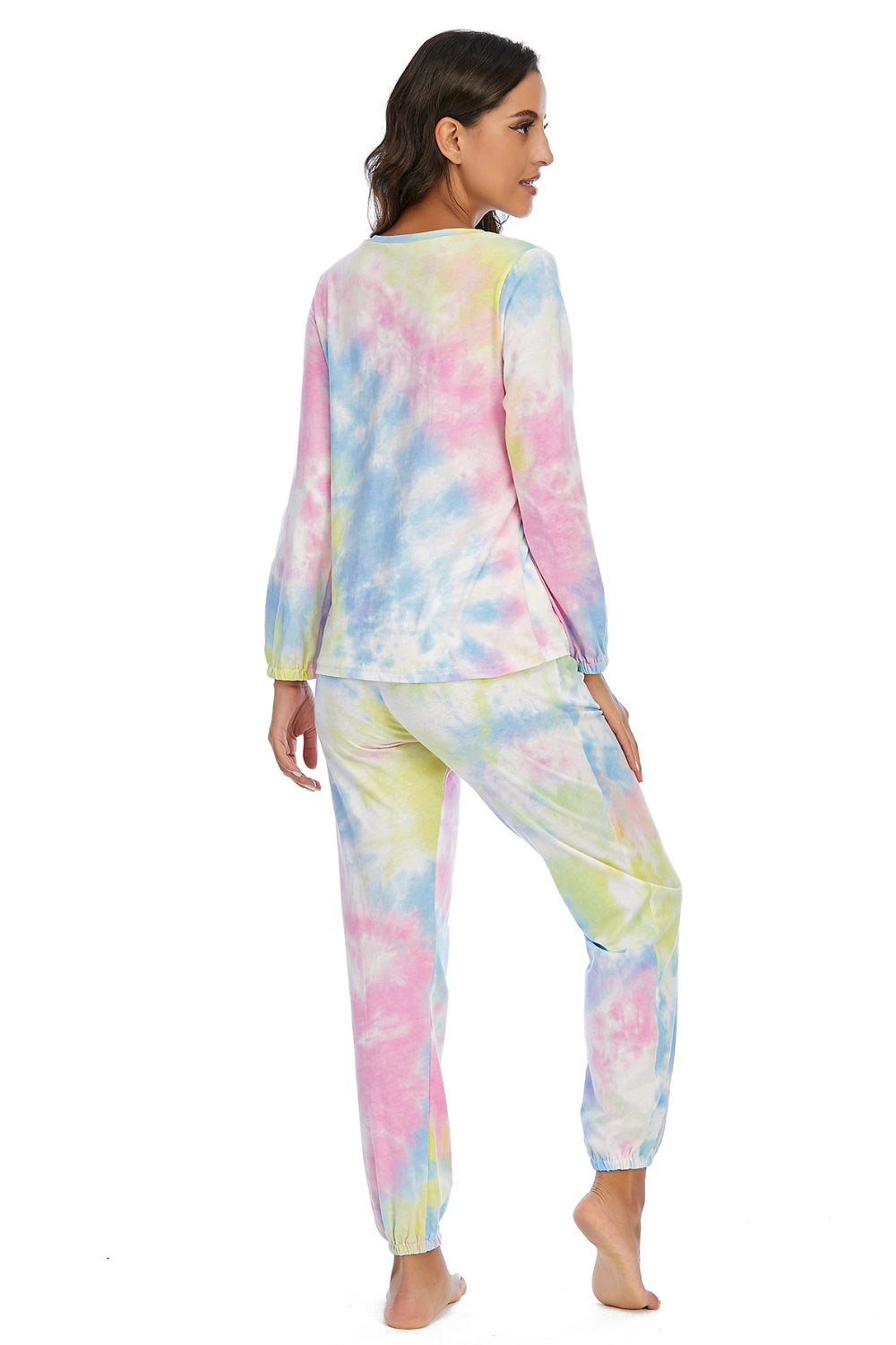 Tie-Dye Top and Drawstring Pants Lounge Set Easy Apparels