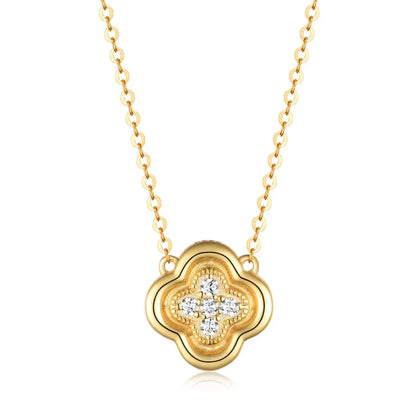 925 Sterling Silver Moissanite Leaf Clover Necklace Easy Apparels