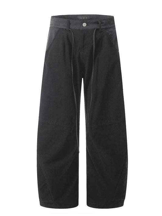 Men's Pocketed Wide Leg Pants Black Easy Apparels
