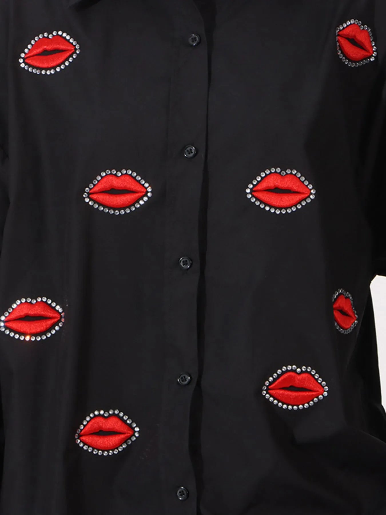 Trendsi Lips Button Up Long Sleeve Shirt