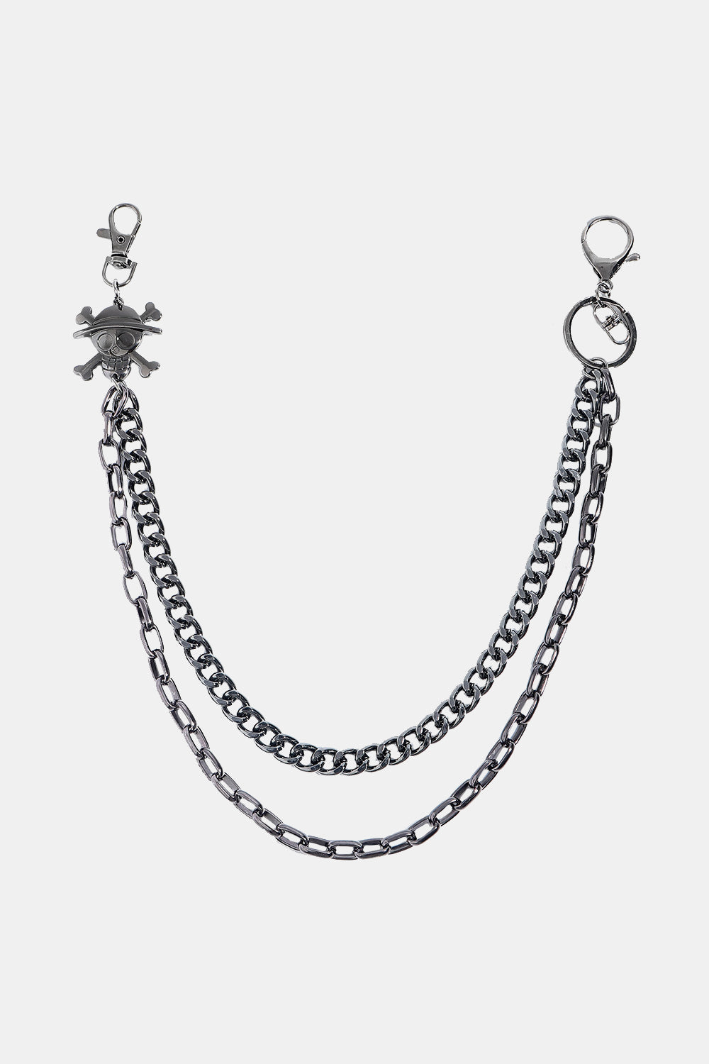 Treasure Point Shape Double Layer Alloy Belt Black One Size Easy Apparels